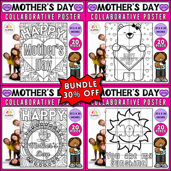Preview of Mother's Day Craft Bundle: Collaborative Coloring Posters & Bulletin Board Craft