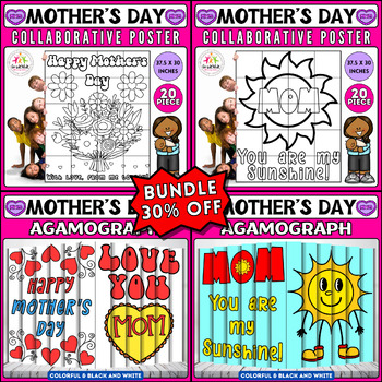 Preview of Mother's Day Craft Bundle: Collaborative Poster, Agamograph, Coloring Activities