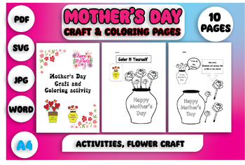 Preview of Mother's Day Craft & Coloring Page Activities, Mother's Day Crafts and Keepsakes