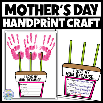 Preview of Mother's Day Craft Spring Flower Bouquet Handprint Art Writing Activity for Mom