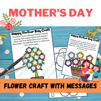 Preview of Mother’s Day Craft - Flower Pots Writing meaningful message Activities