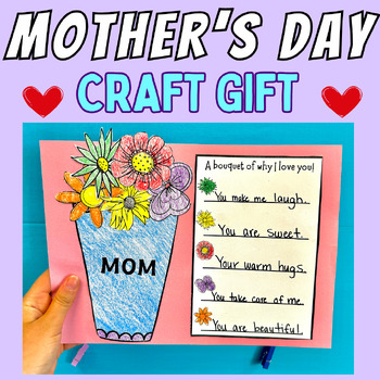 Preview of Mother's Day Craft Gift Why I Love You Flowers Bouquet Writing Inclusive Card