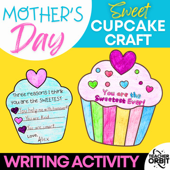 Preview of Mother's Day Craft Sweet Cupcake Card Writing Activity Low Prep Easy