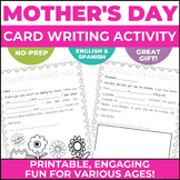 Mother's Day Craft Writing Activity in English and Spanish