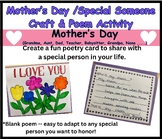 Mother's Day Craft and Poem | Special Someone Poem