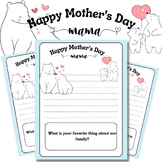 Mother's Day Craft - know your mom Card Writing Activity