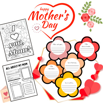 Preview of Mother's Day Craft project - Flower Bouquet Card Writing Activity -clip art