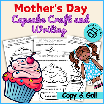 Preview of Mother's Day Cupcake Craft and Writing - Cupcake Card Writing Activity Low Prep.