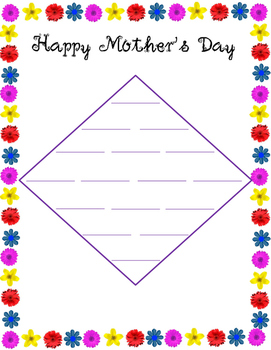 Mother's Day Diamante Poem Template by Carolina Sweet | TpT