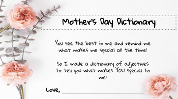 Preview of Mother's Day Dictionary