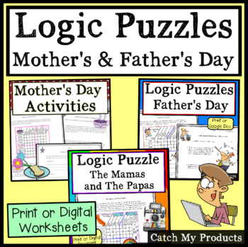 Preview of Mother's Day Distance Learning and Father's Day with Logic Puzzles