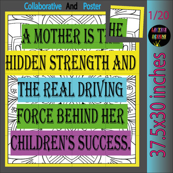 Preview of Mother's Day & End of Year - Quotes Collaborative Coloring Pages Bulletin Board