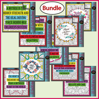 Preview of Mother's Day & Be Kindness  - Quotes Collaborative Coloring Pages Bulletin Board