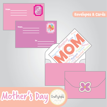 Preview of Mother's Day Envelope Craft | Cards Writing Activity | Color & Black & White