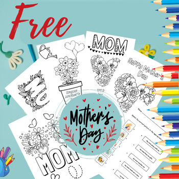 Preview of Mother's Day FREE coloring page and activity for Elementary Kindergarten