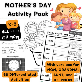Preview of Mother's Day FUN Writing Pack - 66 Pages with Differentiated Activities