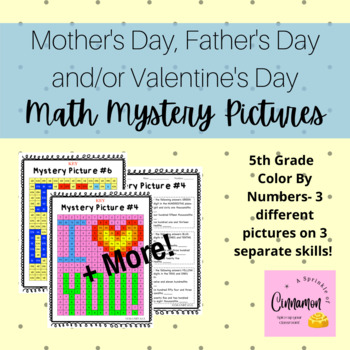 Preview of Mother's Day, Father's Day, and/or Valentine's Day Math Mystery Pictures!