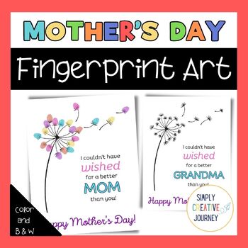 Mother's Day Fingerprint Poem, Fingerprint Activity, Mother's Day Craft