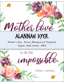 Preview of Mother's Day/Floral Template, Editable, Quote, Mother's Day gift, Flower Gift
