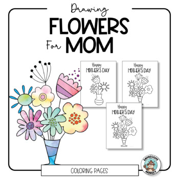 Mothers day card with kids drawing Royalty Free Vector Image