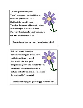 Preview of Mother's Day Flower Pot Poem