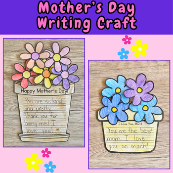 Preview of Mother's Day Flower Pot Writing Project I Love Mom Card May Craft Activity