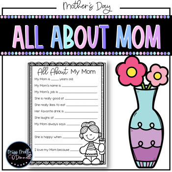Preview of All About My Mom: A Mothers Day Questionnaire | Mothers Day Writing Prompt