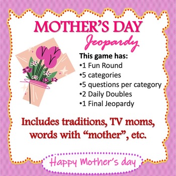 Preview of Mother's Day Fun Jeopardy Trivia Game!