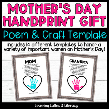 Mother's Day Handprint Craft Mother's Day Poem Template DIY Gifts for Mom