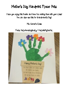 Preview of Mother's Day & Grandparent's Day Handprint Flower Pot Craft