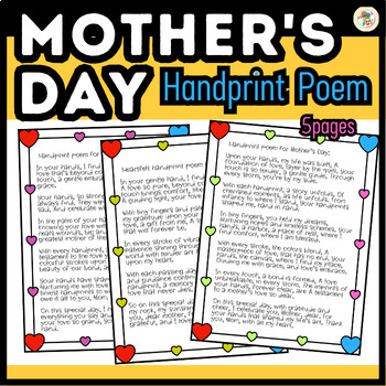 Mother's Day Handprint Poem by Student Love Stores | TPT