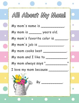 Mother's Day Interview: All About My Mom by LailaBee | TPT