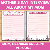 Mother's Day Interview All About My Mother for Pre K Kinde