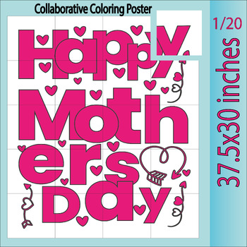 Preview of Mother's Day Joy: Quotes Collaborative Coloring Poster | Bulletin Board Activity