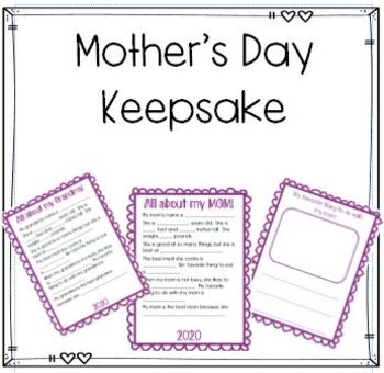 Preview of Mother's Day Keepsake Grandma, mothers, Special Lady versions Questionnaire 2022