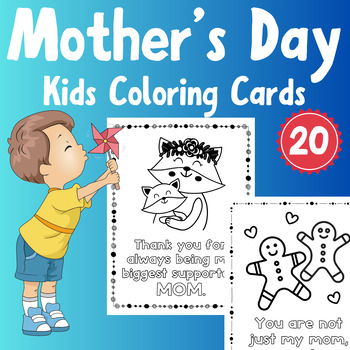 Preview of Mother's Day Kids Coloring Cards for Mom