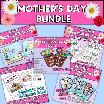 Preview of Mother's Day LOW PREP Adapted Bundle for Special Education Pre K & Kindergarten