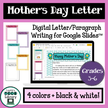 Preview of Mother's Day Letter Digital Writing Activity in Google Slides™ Email OR Print