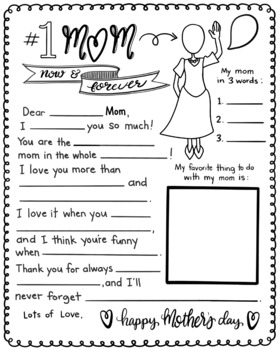 Mother’s Day Letter/Questionnaire by KT Creates by Katie Bennett