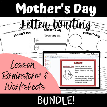 Preview of Mother's Day Letter Writing Lesson, Prewriting and Letter Outline Pages Bundle