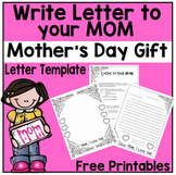 Mother's Day Letter Writing Template | Letter to mom
