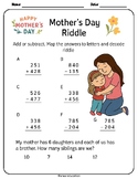 Mother’s Day Math Riddle Worksheet | Math Activity for 1st–3rd Grade