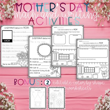 Mother's Day Math and Writing Activities by Kingdom of Elementary