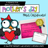 Mother's Day Merit Certificate | Australian Spelling Friendly |