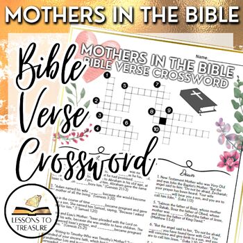 Preview of Mother's Day Mothers in the Bible Verse Crossword-Floral-Christian Religious