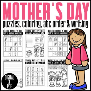 Preview of Mother's Day: PUZZLES/ABC ORDER/WORD SEARCH/ WRITING/DIGITAL