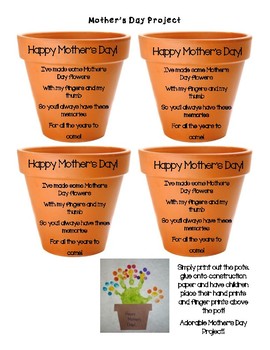 Preview of Mother's Day Poem Flower Pot Craft Project
