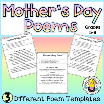 Preview of Mother's Day Poem Printable Templates for Older Grades | No Prep