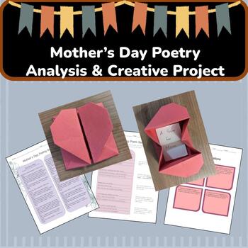 Preview of Mother's Day Poetry Analysis Worksheet, Template, & Craft for Middle/High School