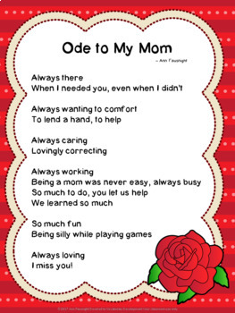 Mother's Day Poetry by Ann Fausnight | Teachers Pay Teachers